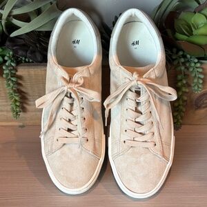 H&M Retro Inspired Faux Suede Cream Sneakers Mens 9